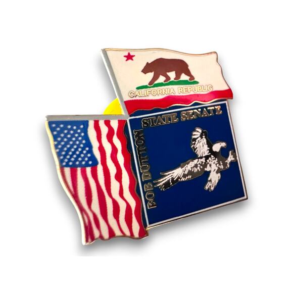 Republican Other - Bob Dutton California State Senate Enamel Lapel Pin US and California Flag
